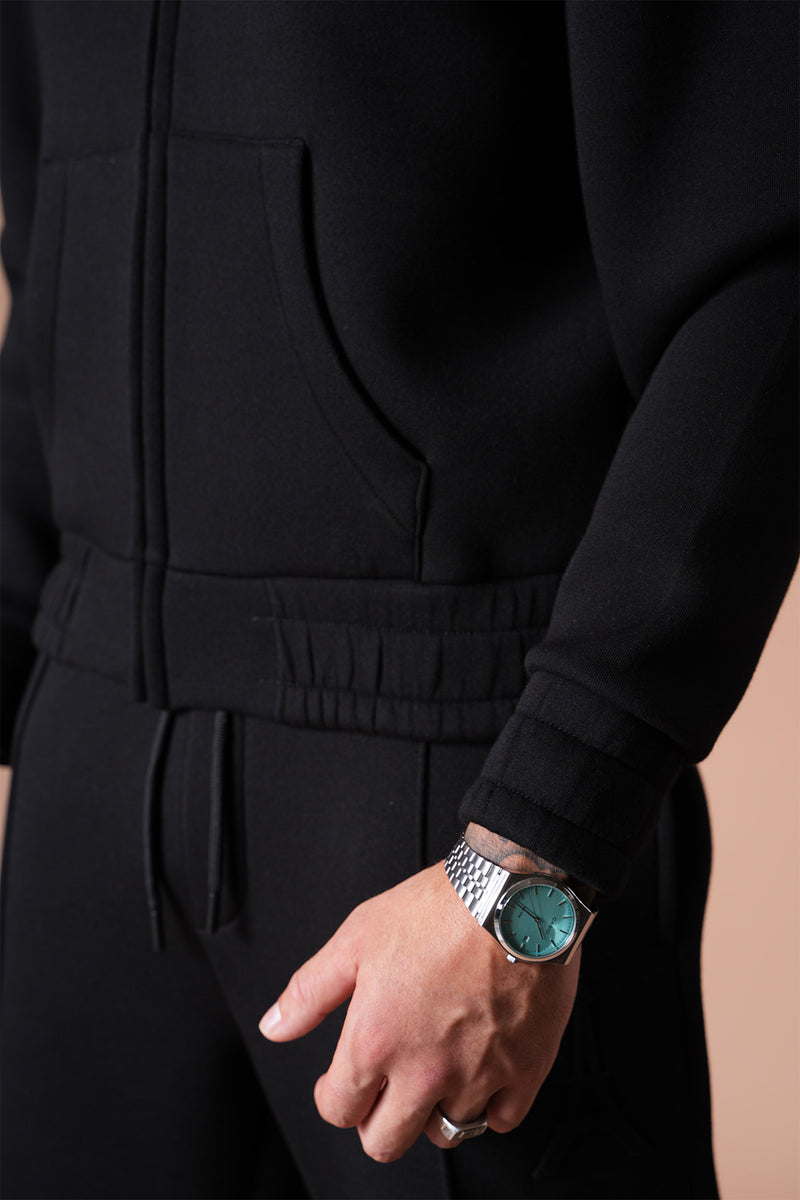 Ensemble jogging unisexe logo – Veste à capuche oversize & pantalon de survêtement confortable noir