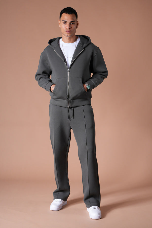 Ensemble jogging unisexe – Veste à capuche oversize & pantalon de survêtement confortable anthracite