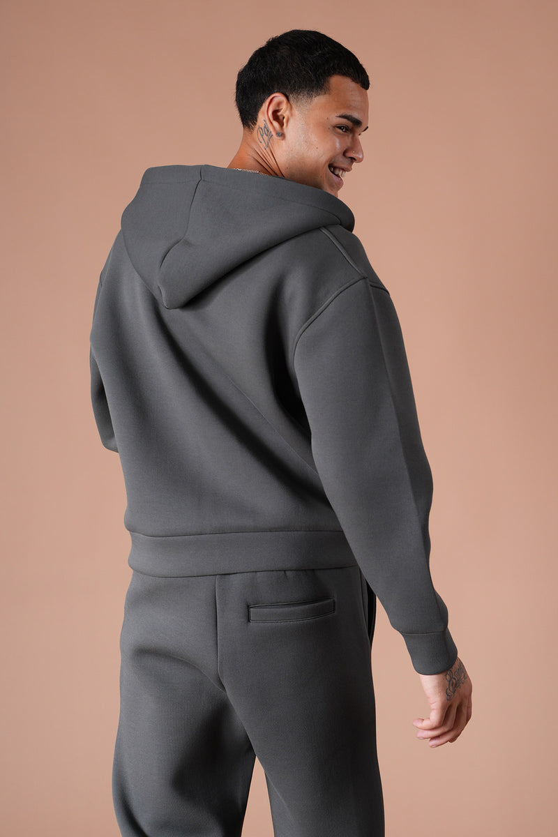 Ensemble jogging unisexe – Veste à capuche oversize & pantalon de survêtement confortable anthracite