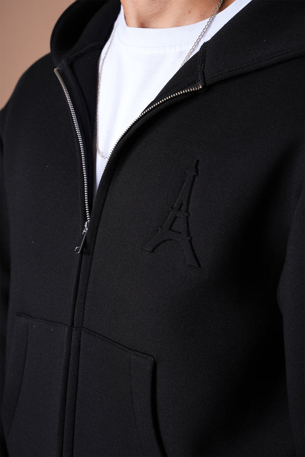 Ensemble jogging unisexe logo – Veste à capuche oversize & pantalon de survêtement confortable noir