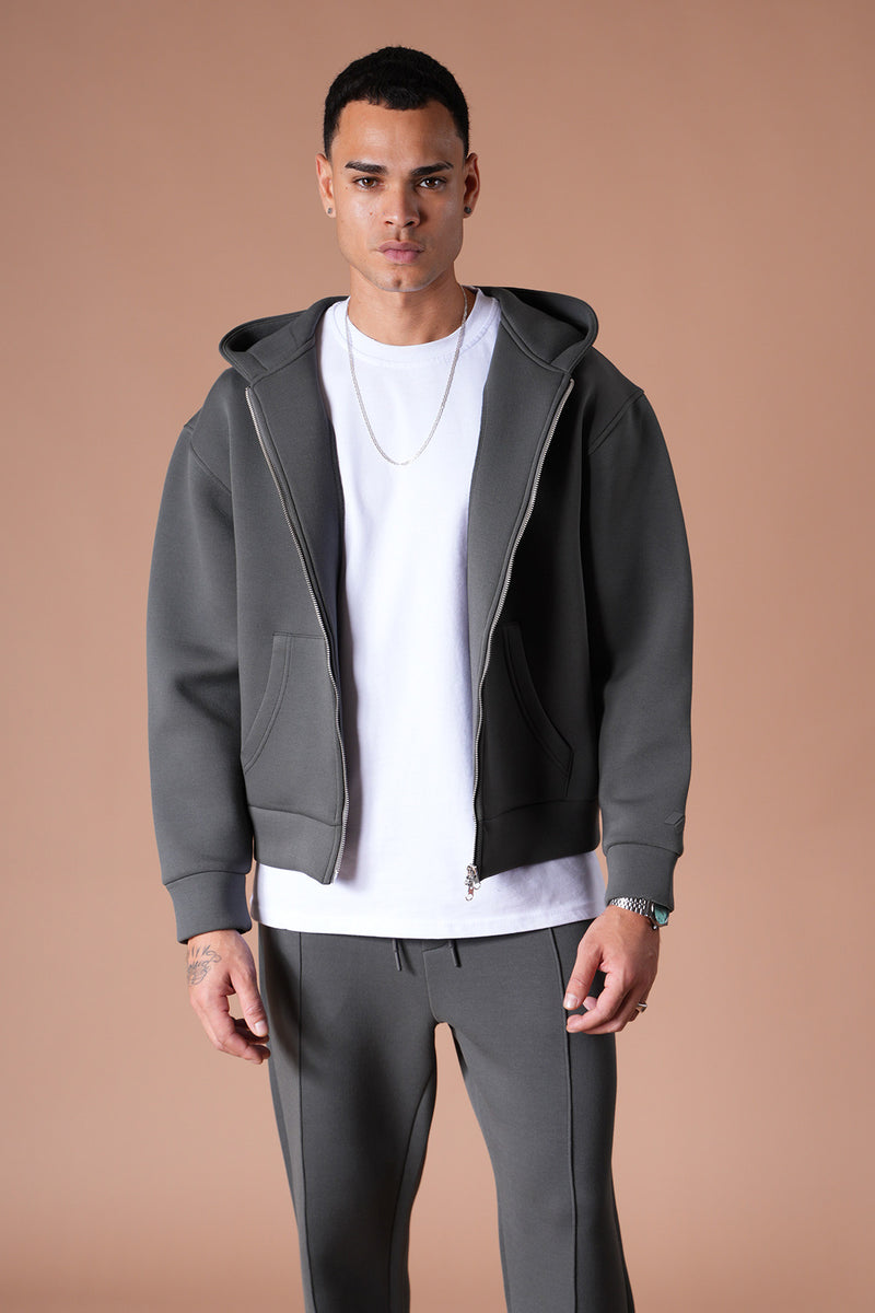 Ensemble jogging unisexe – Veste à capuche oversize & pantalon de survêtement confortable anthracite