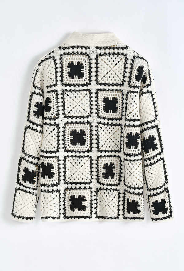 VESTE - CROCHET WHITE AND BLACK  DARK