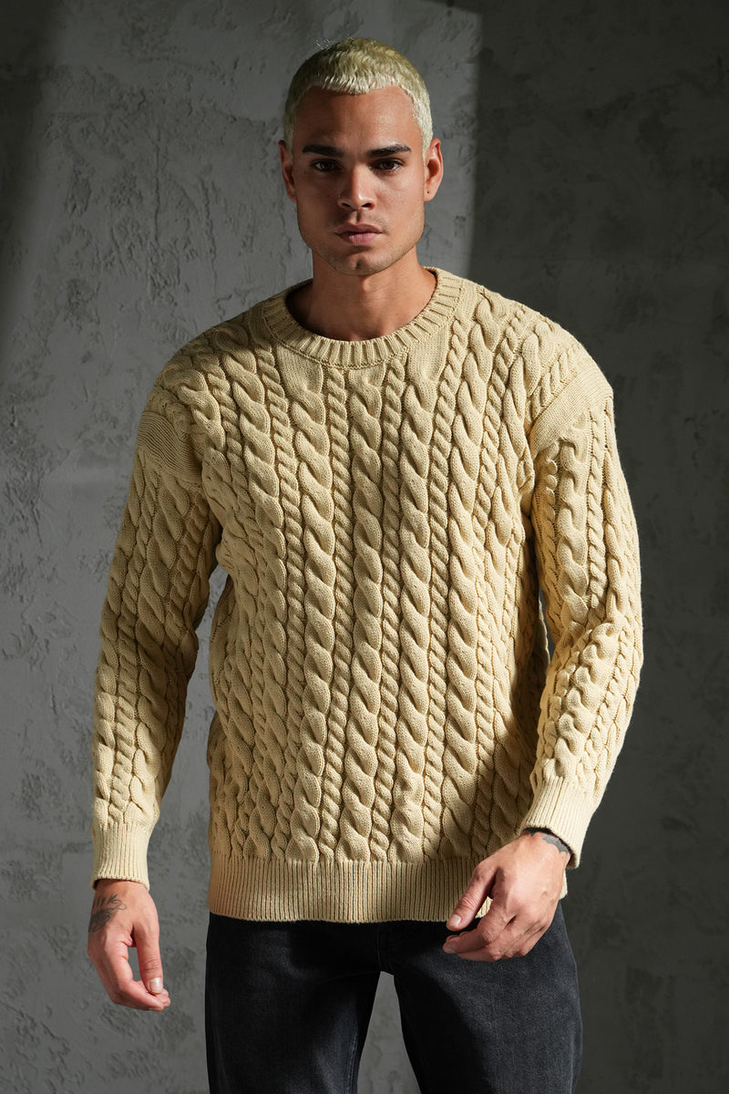 PULL - MODELE TORSADE BEIGE