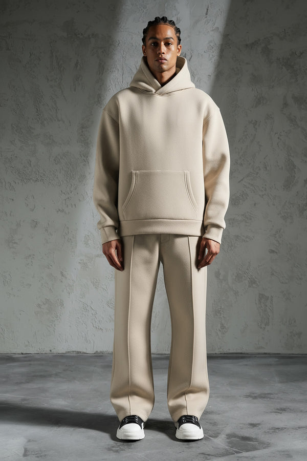 Ensemble jogging unisexe   – Sweat à capuche oversize & pantalon de survêtement confortable beige