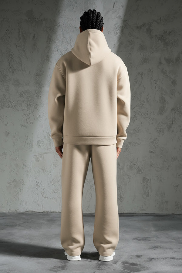 Ensemble jogging unisexe   – Sweat à capuche oversize & pantalon de survêtement confortable beige