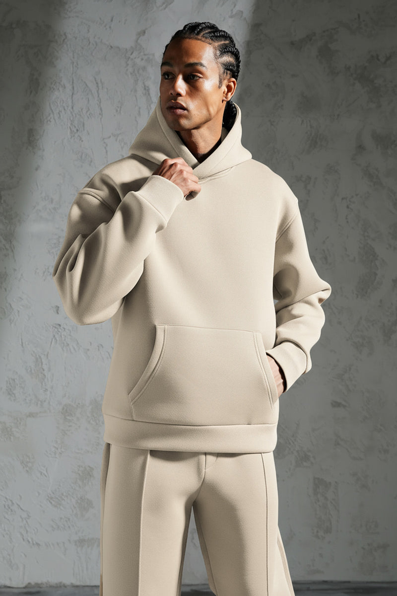 Ensemble jogging unisexe   – Sweat à capuche oversize & pantalon de survêtement confortable beige