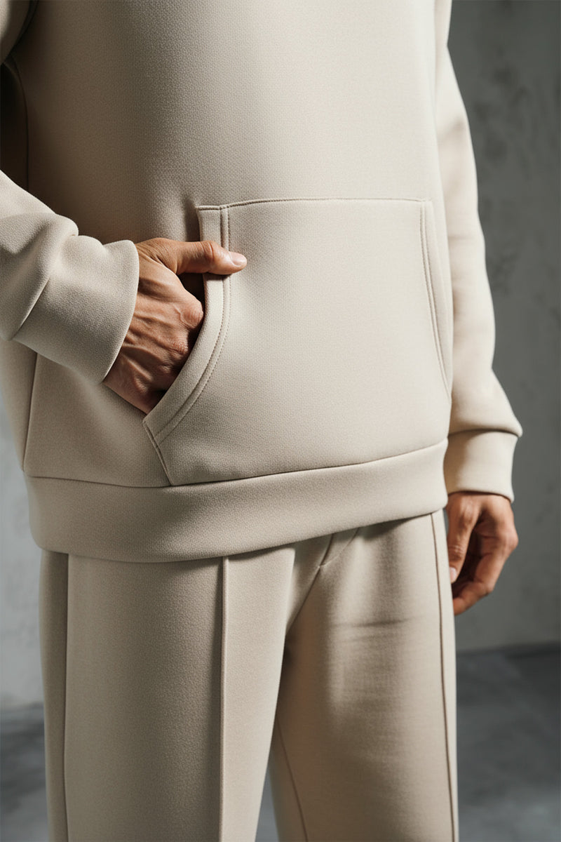 Ensemble jogging unisexe   – Sweat à capuche oversize & pantalon de survêtement confortable beige